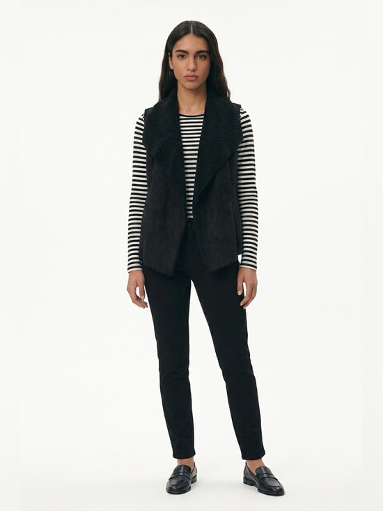 Anthropologie Jackets & Blazers - Susina black faux fur shearling vest XS